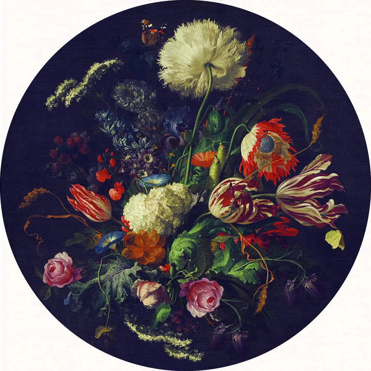 Rundt teppe - Rich Flowers (multi) (Størrelse: Ø 160 cm)