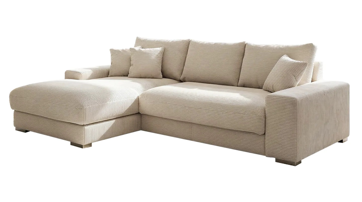 Ecksofa Cord beige 285 x 176 cm - OT links - SYDNEY