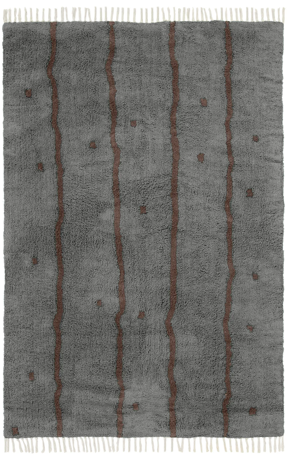 Ryetepper - Leora Natural Cotton Shaggy (svart/brun) (Størrelse: 160 x 230 cm)