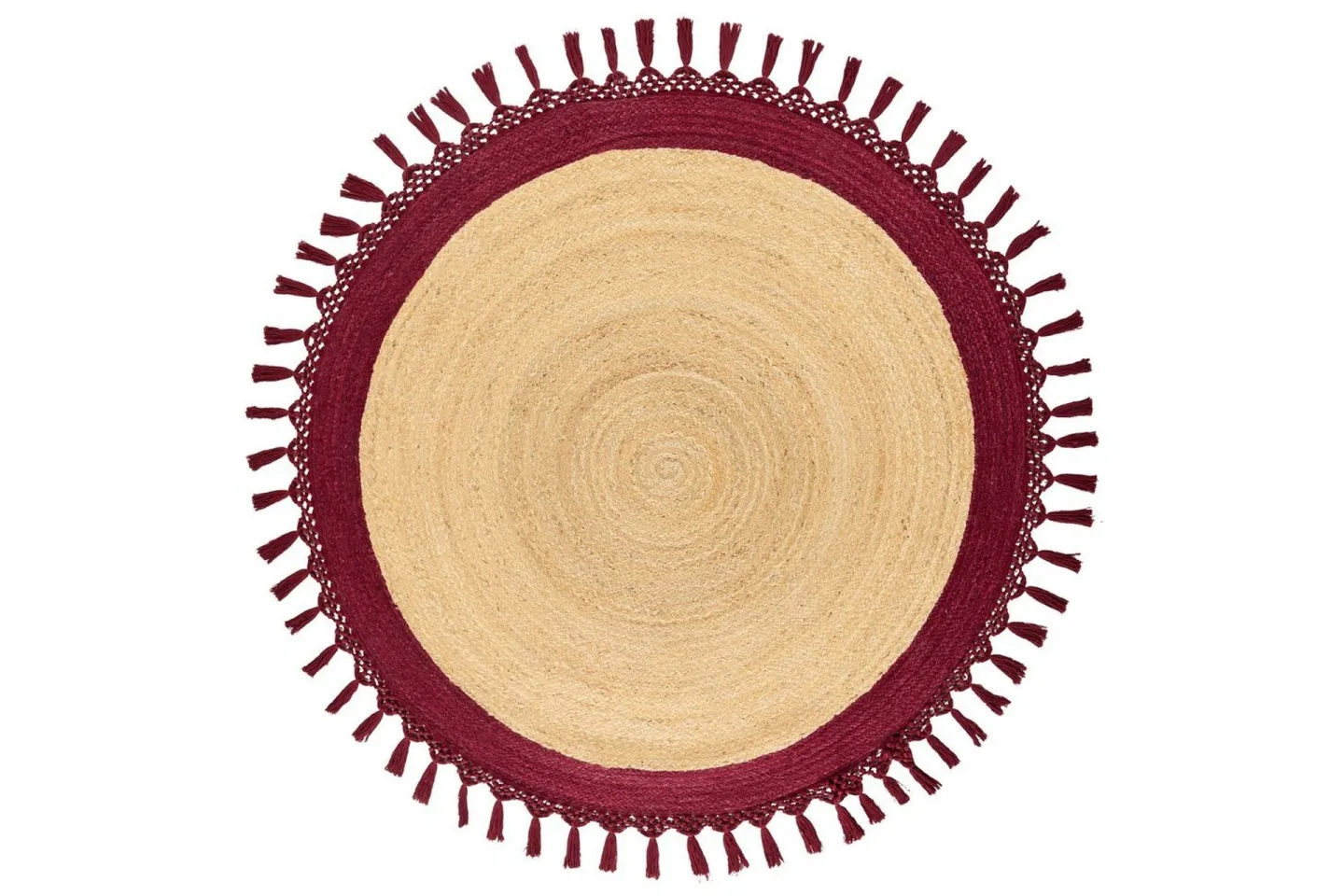 Plattvävd Marts - Beige, Röd, 140x140 cm
