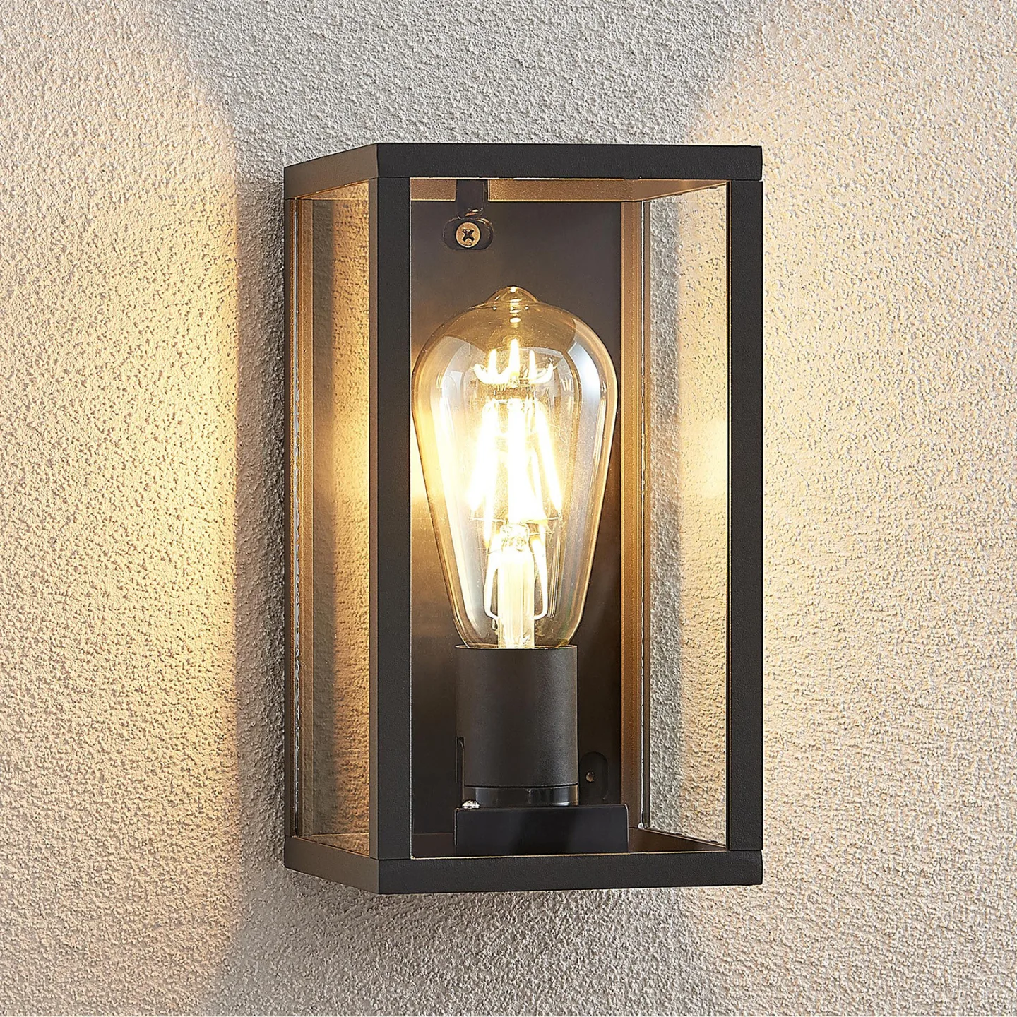 Filimon Außen Wandleuchte Dark Grey - Lindby - Balkon - Modern - Aluminium - Eckig