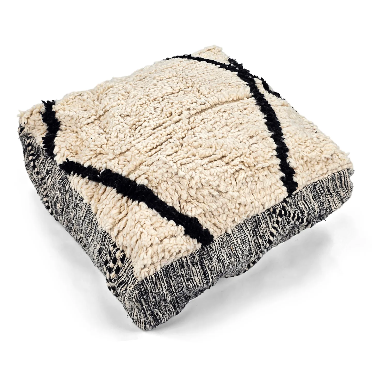 Sittepuff - Marokkansk Beni Ourain 039 (Størrelse: 60 x 60 cm)
