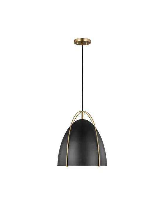 Norman One Light Pendant Satin Brass/Matte Black