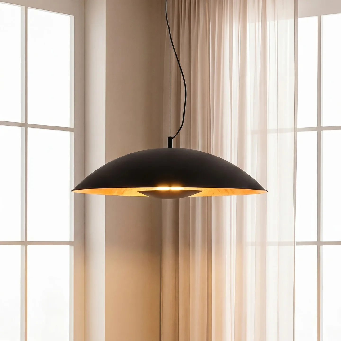 Emilienne Pendel Black/Gold - Lindby - Stue - Moderne - Metal - Med én lyskilde
