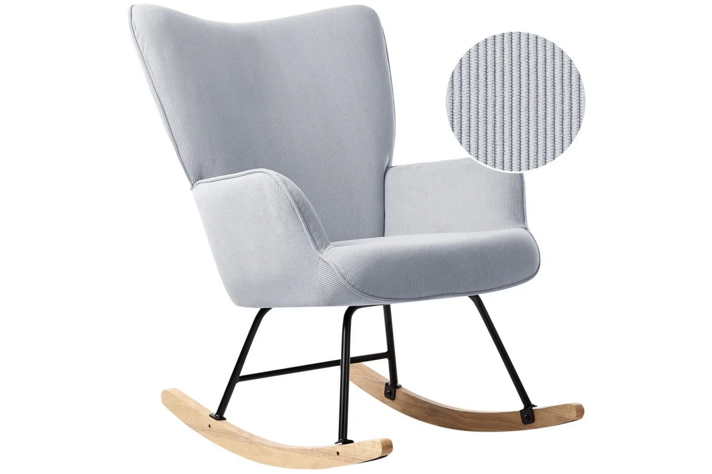 Gungfåtölj Arset Blå/svart/ljus trä - Blå/svart/ljus trä