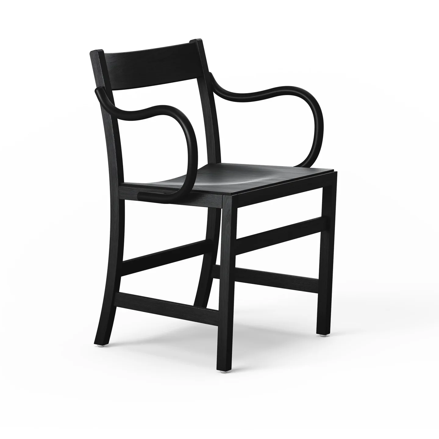 Massproductions - Waiter XL Armchair, Black Stained Beech, Utan klädsel - Matstolar - Chris Martin - Svart - Trä
