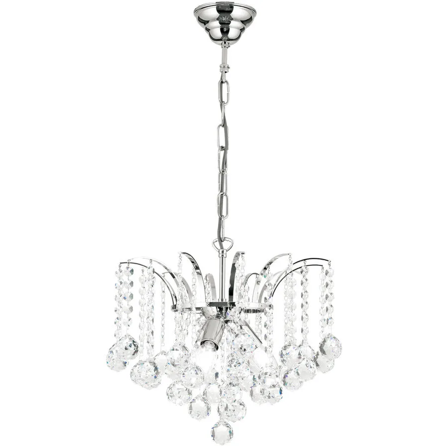 Briamond Pendellampe Sheraton Grau Kristall/Messing 42 cm 35 cm - Farbe: chrom - Material: Messing/Kristall