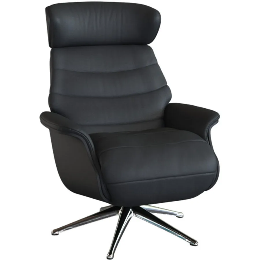 Relaxsessel Cam Schwarz Leder 83 cm 88 cm