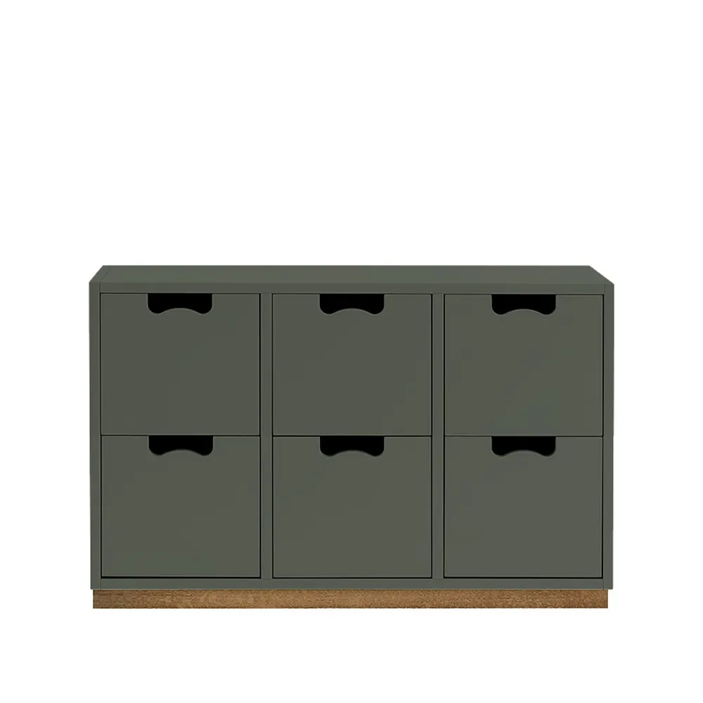 Asplund Snö B2 Kommode Green khaki, Eichensockel