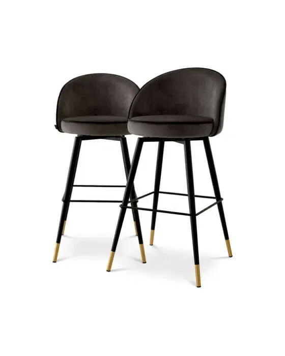 Cooper barstol roche dark grey velvet 2-sæt