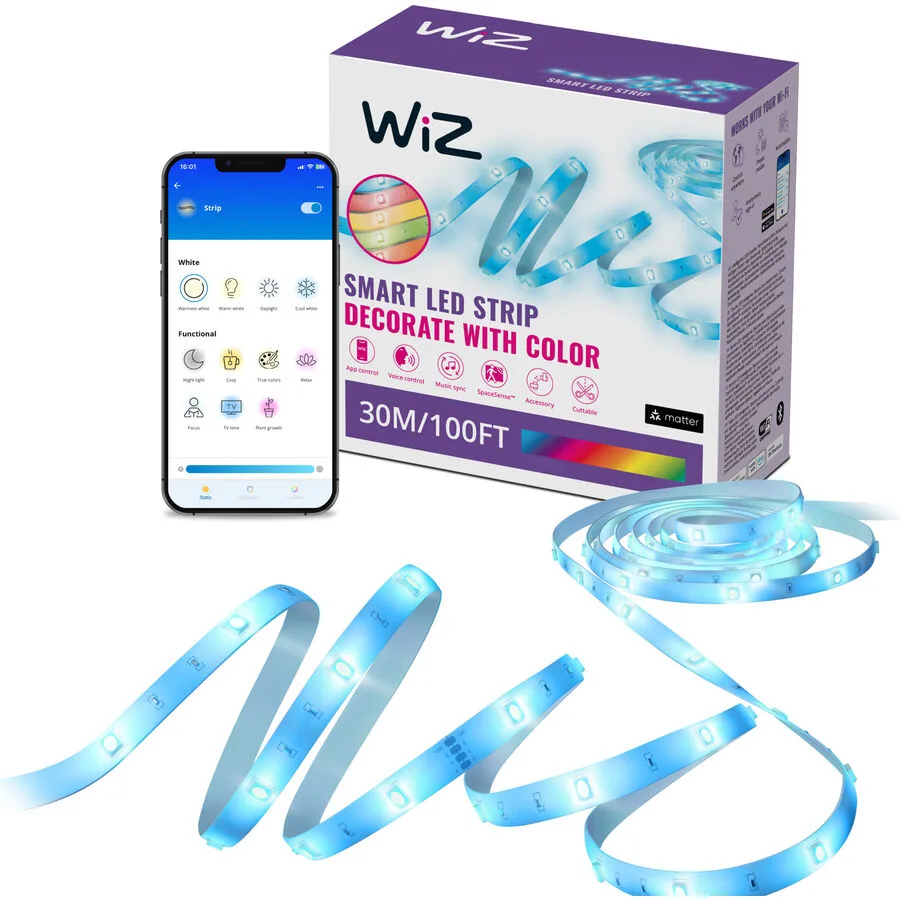 LED-Stripe WiZ Kunststoff 30 m - Farbe: weiss - Material: Plastik - LED - LED Leuchtmittel