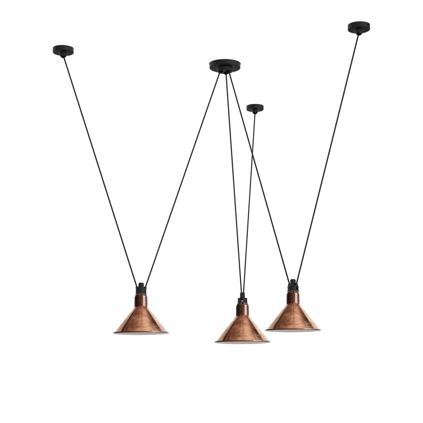 DCWéditions - Les Acrobates De Gras 325 L Conic Raw Copper/White Inside - Pendellampor - Bernard-Albin Gras - Koppar