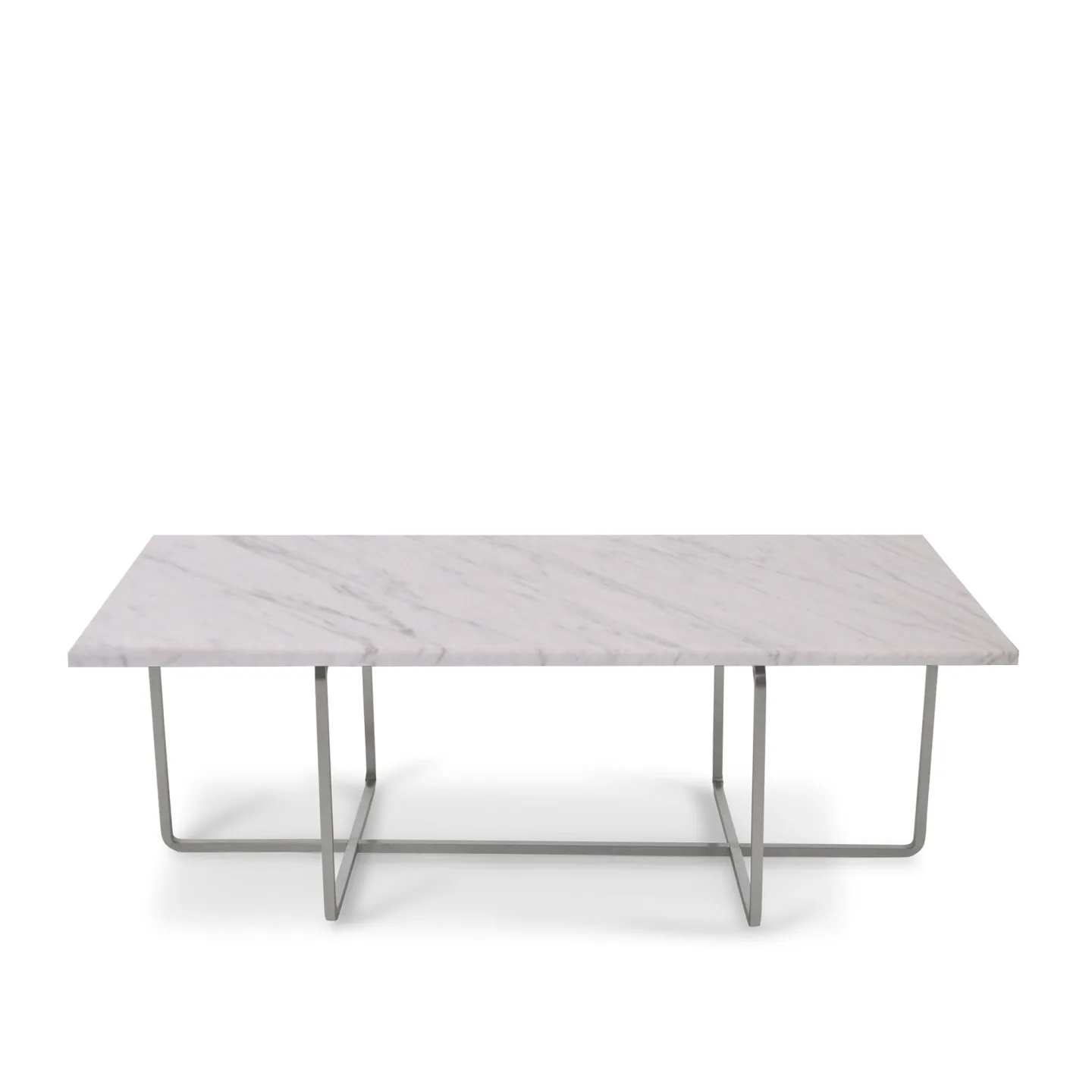 OX Denmarq - Ninety Table High, Stainless Steel Frame, Top: White Marble - Soffbord - Dennis Marquart - Vit - Metall/Sten