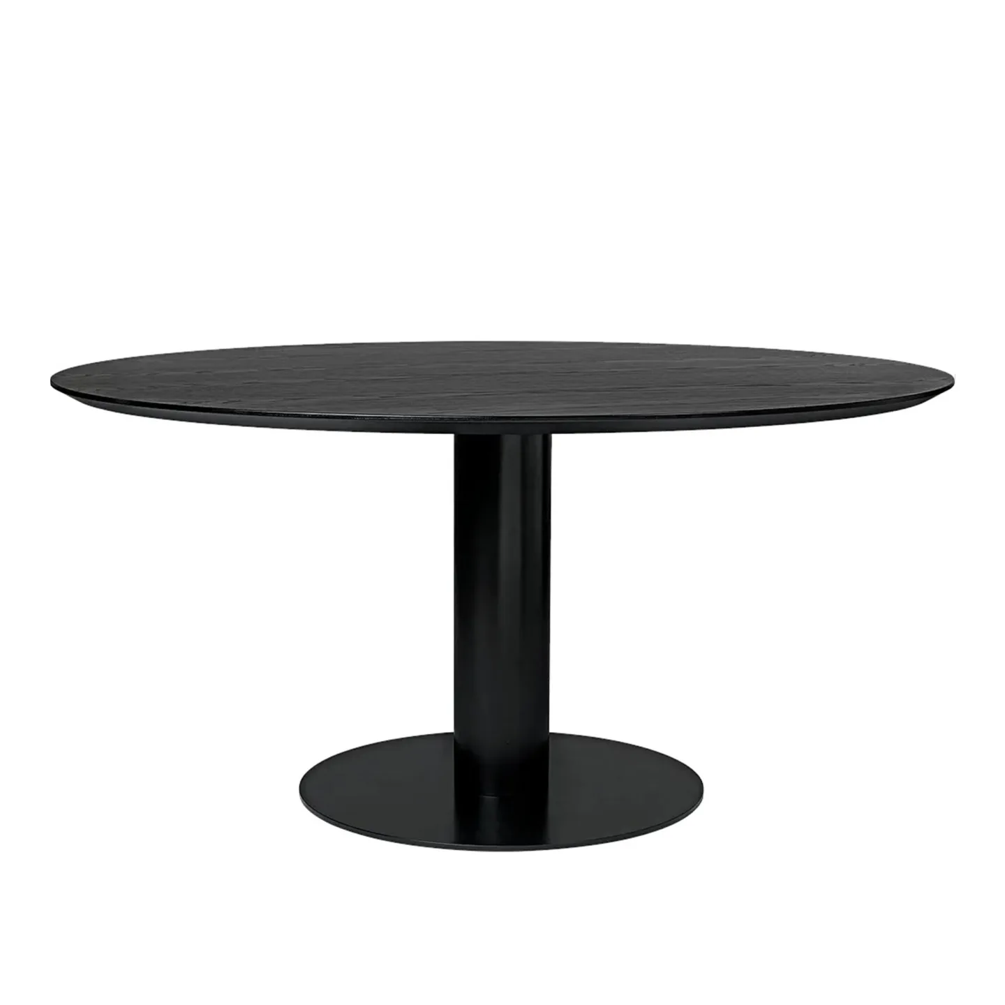 Gubi - GUBI 2.0 Dining Table, Ø 150 cm, Skiva: Trä - Svartbetsad ask, Bas: Svart - Matbord - Svart - Metall/Trä