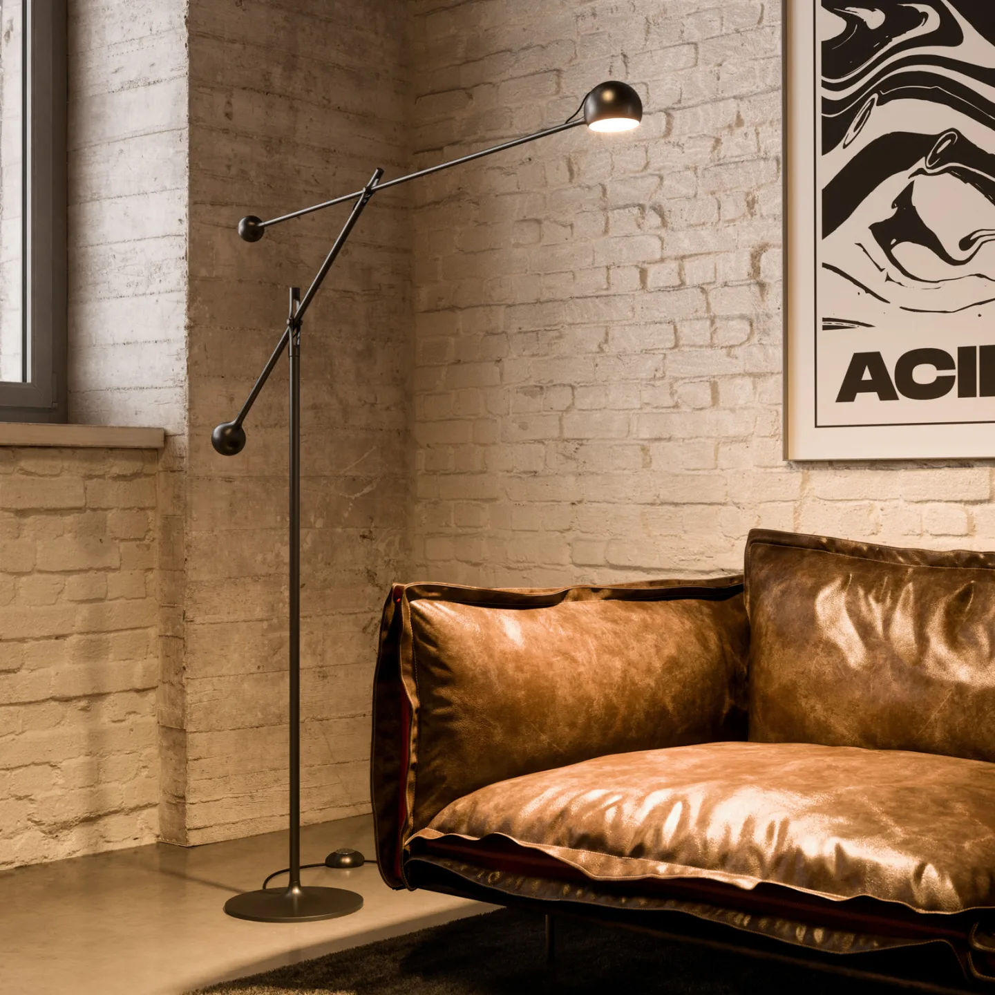 IXA Gulvlampe Anthracite - Artemide - Stue - Design - Metall - Med skjerm