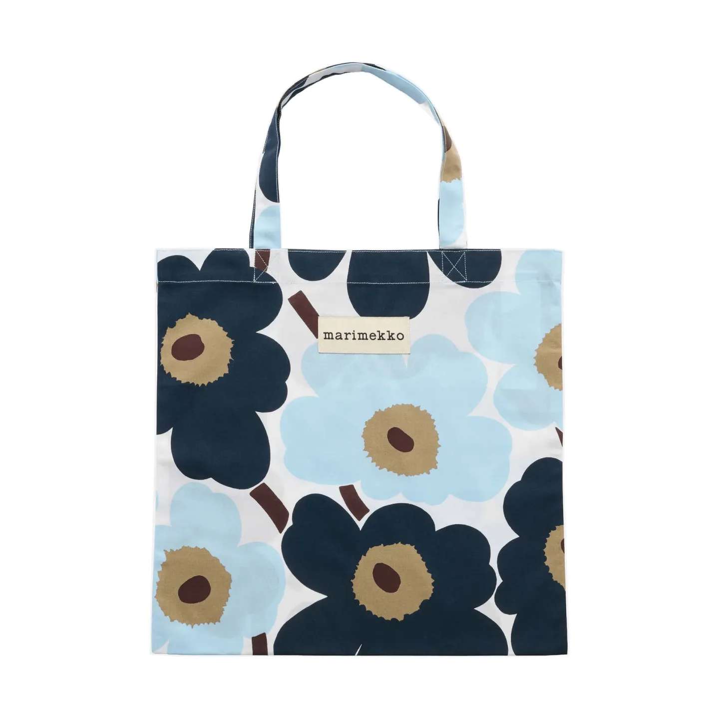 Marimekko Pieni Unikko väska 44x43 cm White-blueberry-cold blue-dark brown