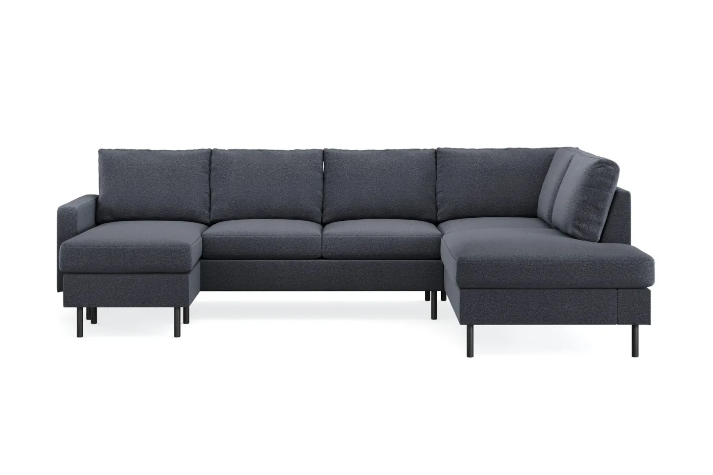 Peppe 4-sits Högervänd U-formad Soffa med Divan och Schäslong i Tyg - Mörkgrå