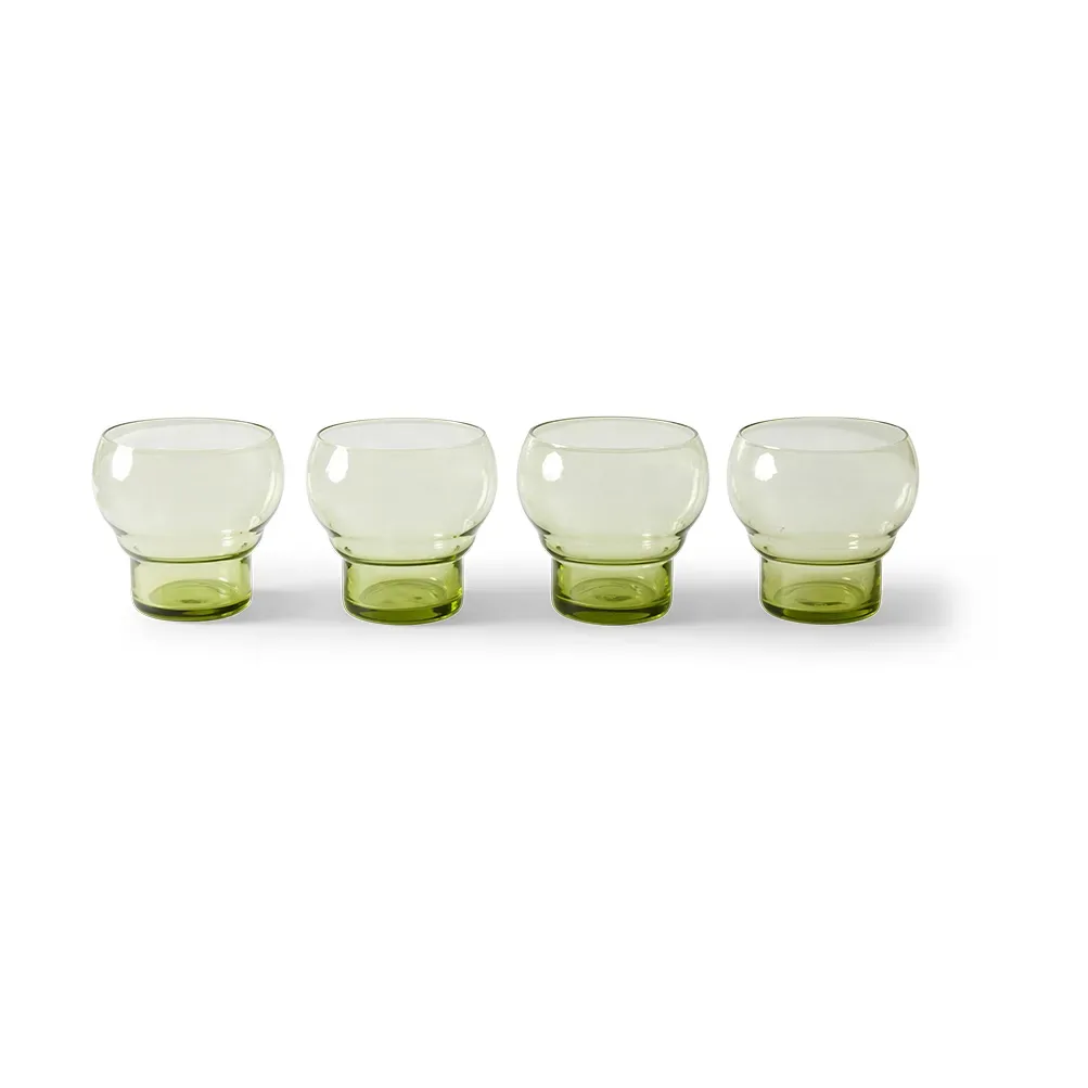 HKliving 70's Bulb Glas 27 cl 4er-Pack Mint green