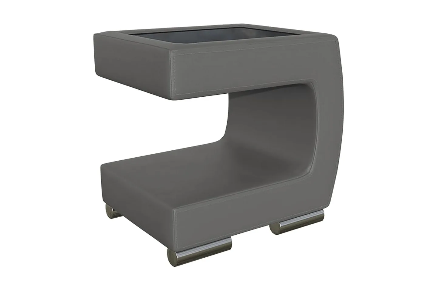 Honstad Sängbord 32 cm Höger - Konstläder/Glas/Mörkgrå/Svart
