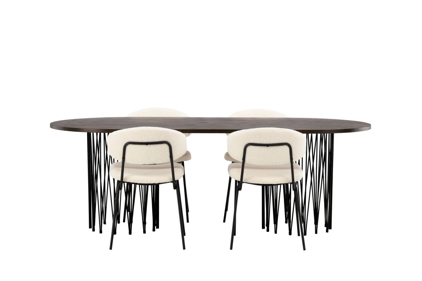 Stone Matgrupp 220 cm Oval med 4 Chico Stolar - Svart
