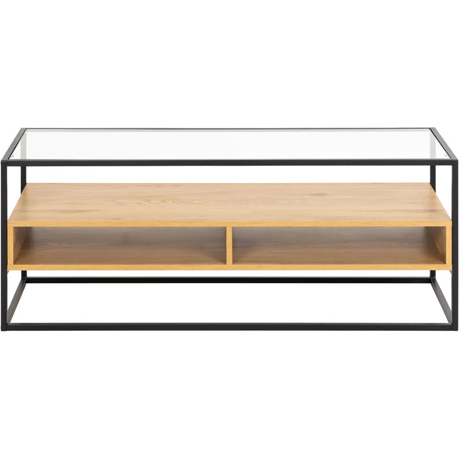 TV-Möbel Devine eiche hell/schwarz Glas/Stahl B 120 cm 31 kg