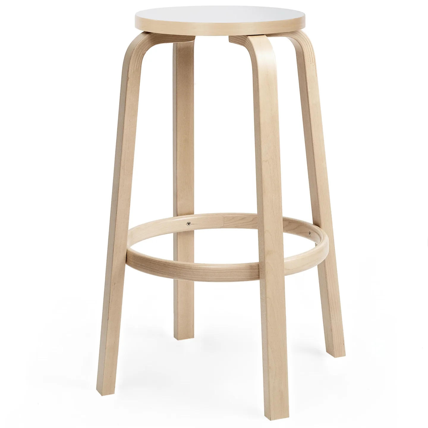 Artek - Barstol 64, 75 cm, Klarlackad björk Vit laminat - Barstolar - Alvar Aalto - Träfärgad - Trä