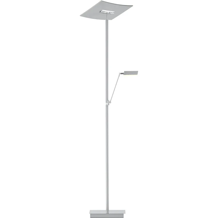 Leselampe Maluna Grau Aluminium/Eisen 39 cm 180 cm - Farbe: Nickel matt - LED - Lichtfarbe: Extra warmweiss - LED Energiesparlampen