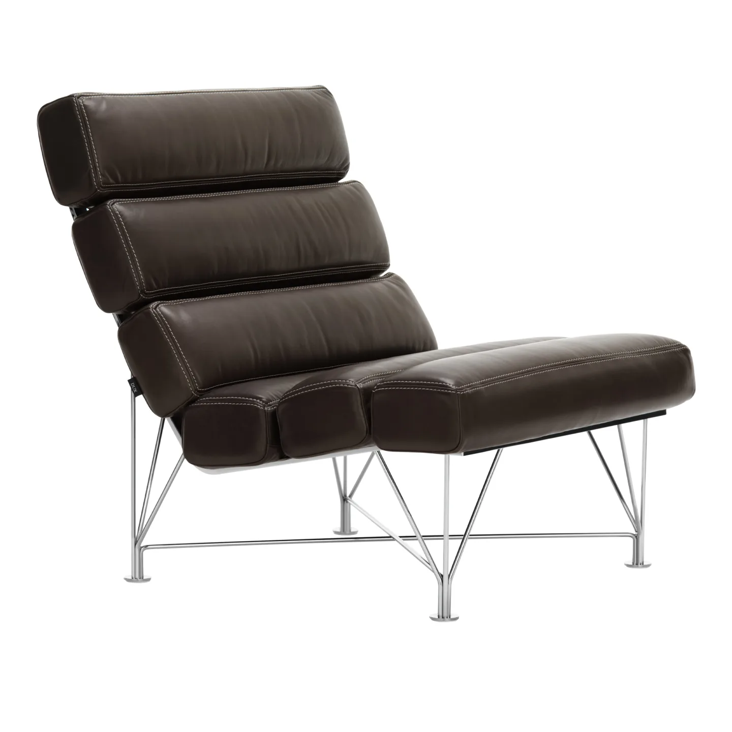 DUX - Spider Chair, Läder Dakota 29 Mörkbrun, vit söm - Fåtöljer - DUX Design Team - Brun - Läder/Naturmaterial/Metall/Plast