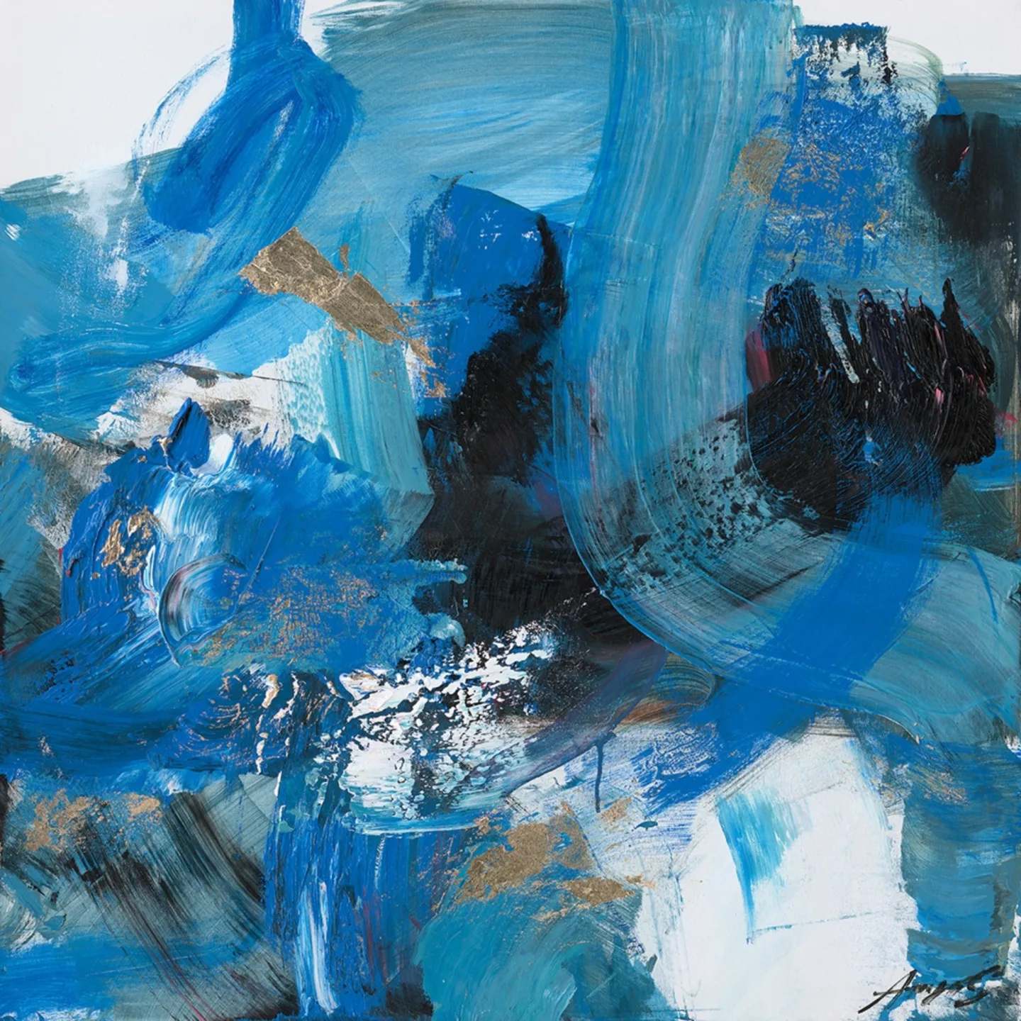 image LAND Bild Schwungvolle Variationen Blau Blau | Schubiger Möbel