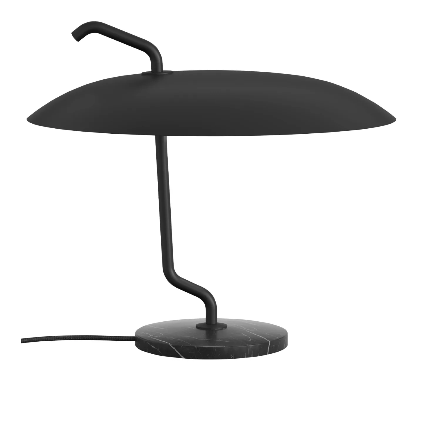 Astep - Model 537 Black Structure, Black Reflector, Black Marble Base - Bordslampor - Gino Sarfatti - Svart
