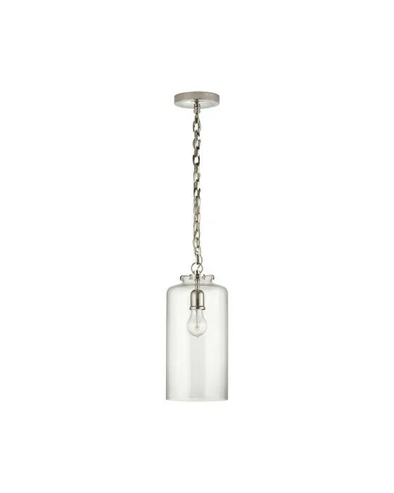 Katie Cylinder Pendant Polished Nickel/Clear Glass