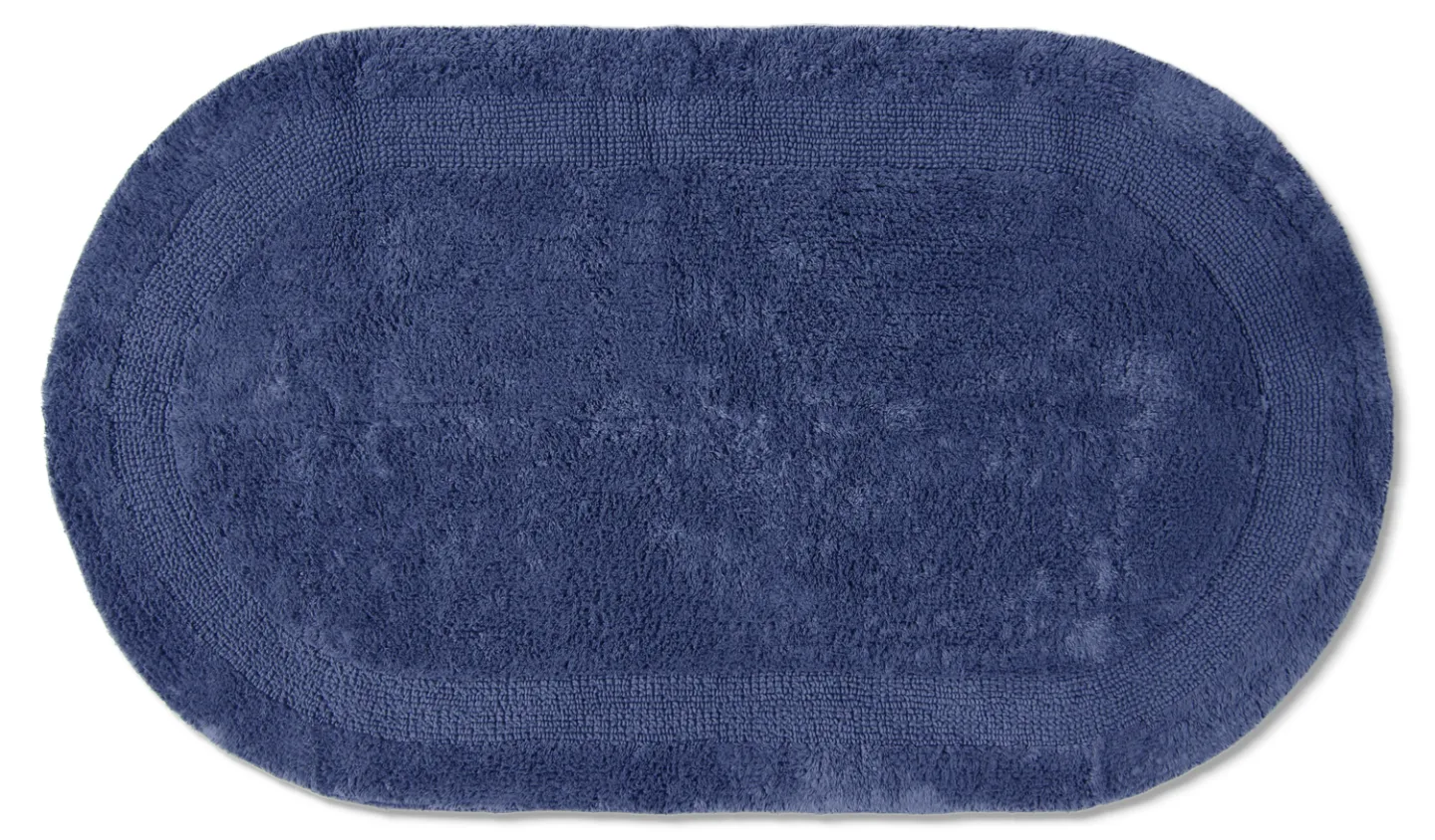 Oval baderomsmatte - Nila (blå) (Størrelse: 50 x 90 cm)