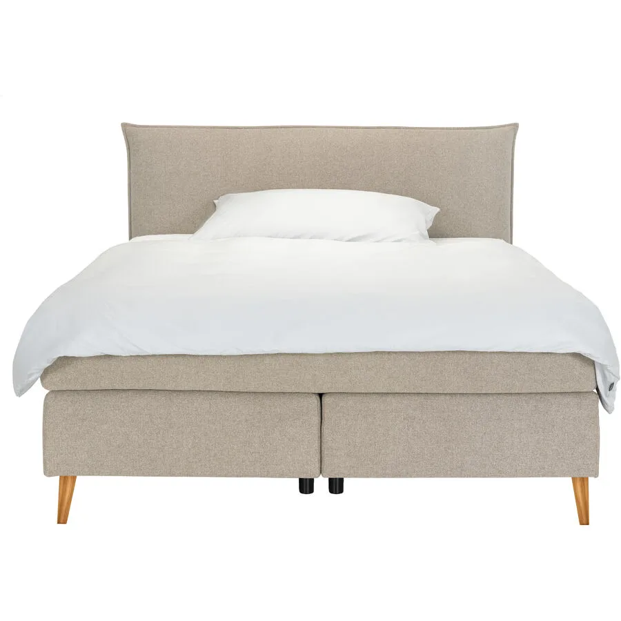 MyDeal Boxspringbett Ron ivory Polyester 140 x 200 cm
