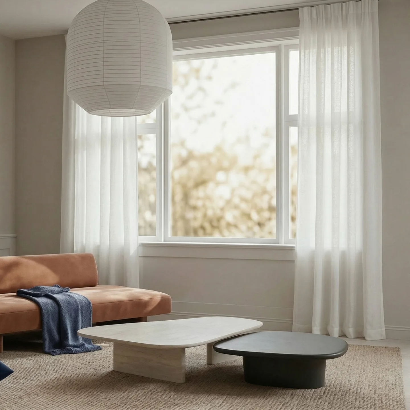 Gardiner 2-pk - Linmixgardin Lumira (hvit) (Størrelse: 140 x 220 cm)