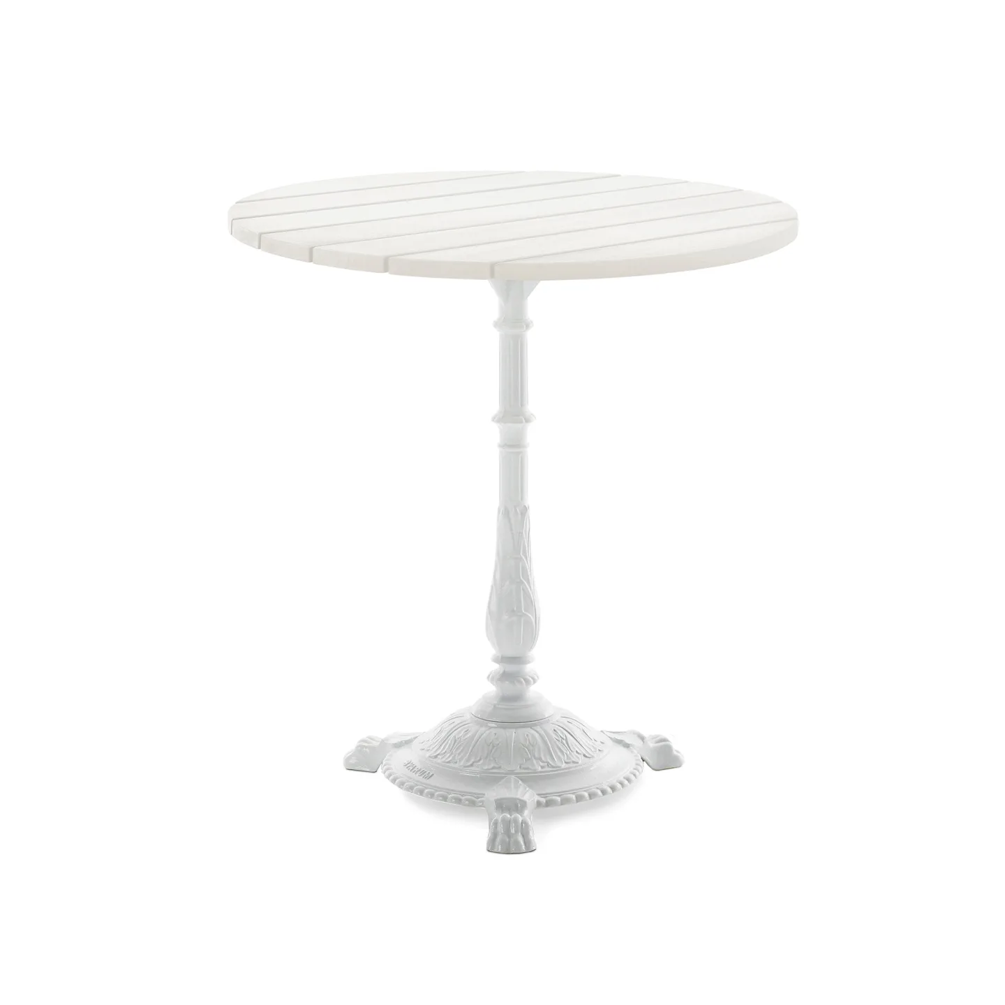 Byarums Bruk - Bord Classic Café Ø70 cm 3-tass – Vitlackerad furu/Vitlackerad Aluminium - Matbord utomhus - Vit - Metall/Trä