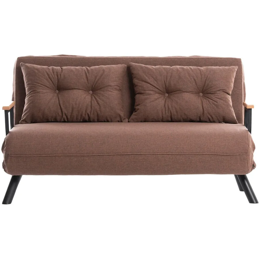 Bettsofa Foldbar hellbraun Leinen B 133 T 50 cm
