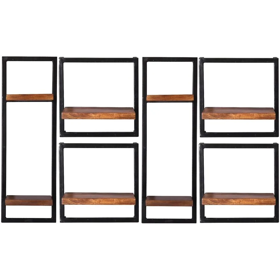 Wandregal Ecuador natur, schwarz Mangoholz, Metall B 135 T 25 cm