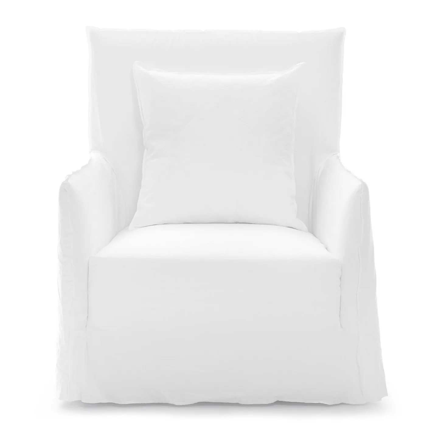 Gervasoni - Ghost 04 Armchair Lino Bianco - Fåtöljer - Paola Navone - Vit - Trä/Skum