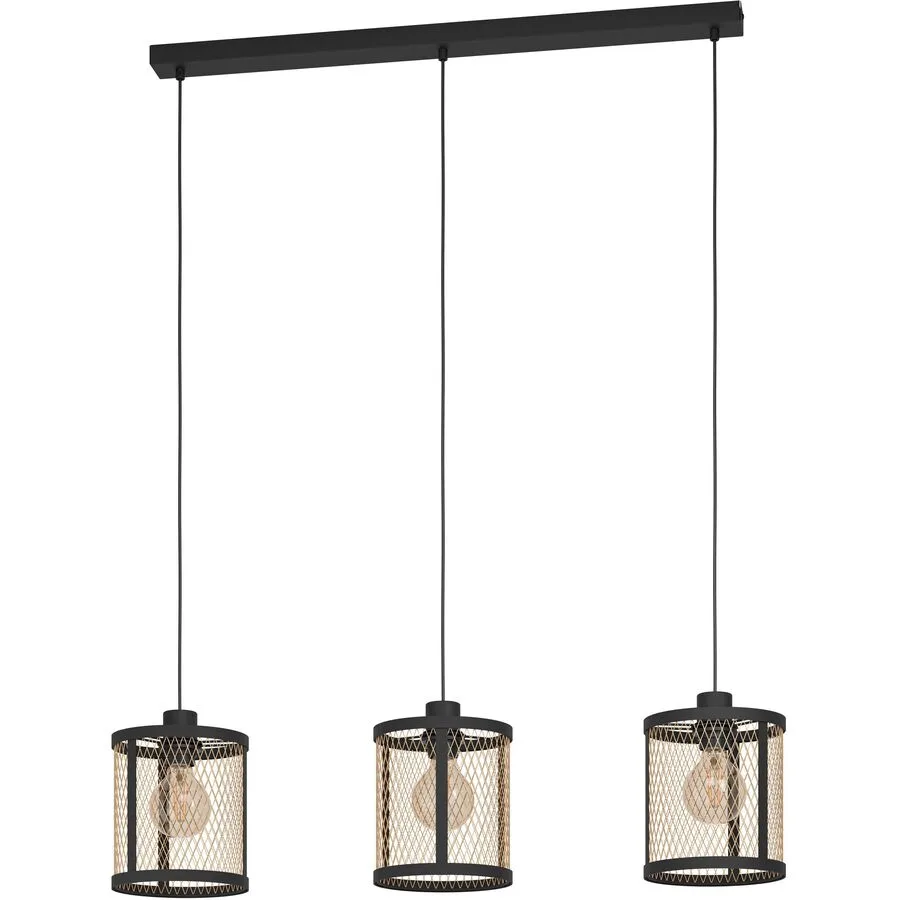 Eglo Pendellampe Dellow Schwarz Stahl 18 cm 88 cm - Farbe: Schwarz/Messing