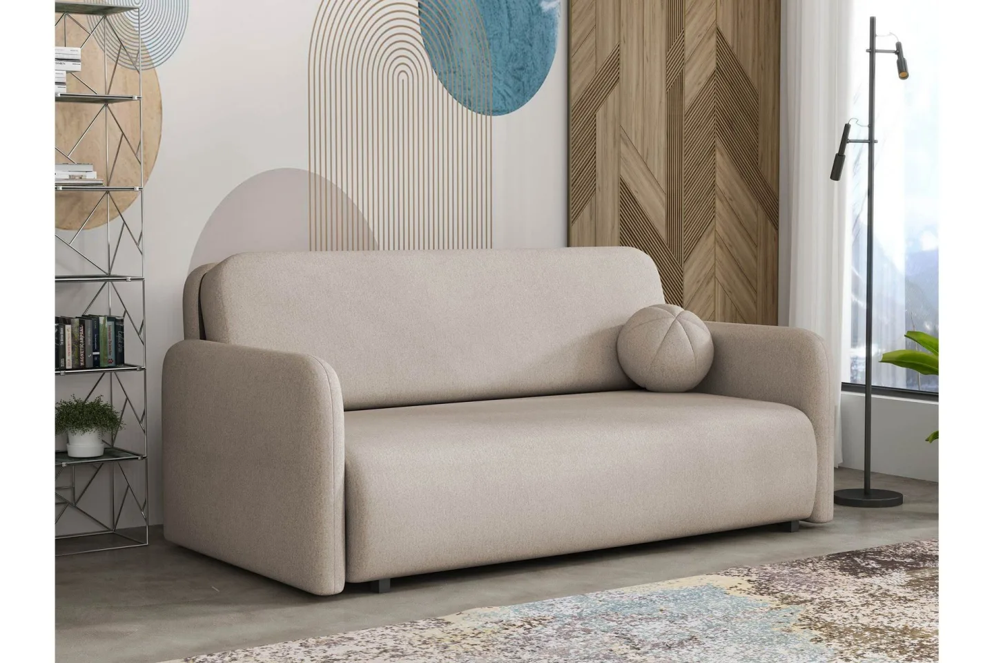 Ajmeri Bäddsoffa 3-sits i Plysch - Beige