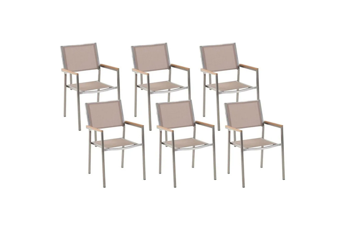 Matstol Grosseto set om 6 Sandbeige/silver/ljust trä - Sandbeige/silver/ljust trä
