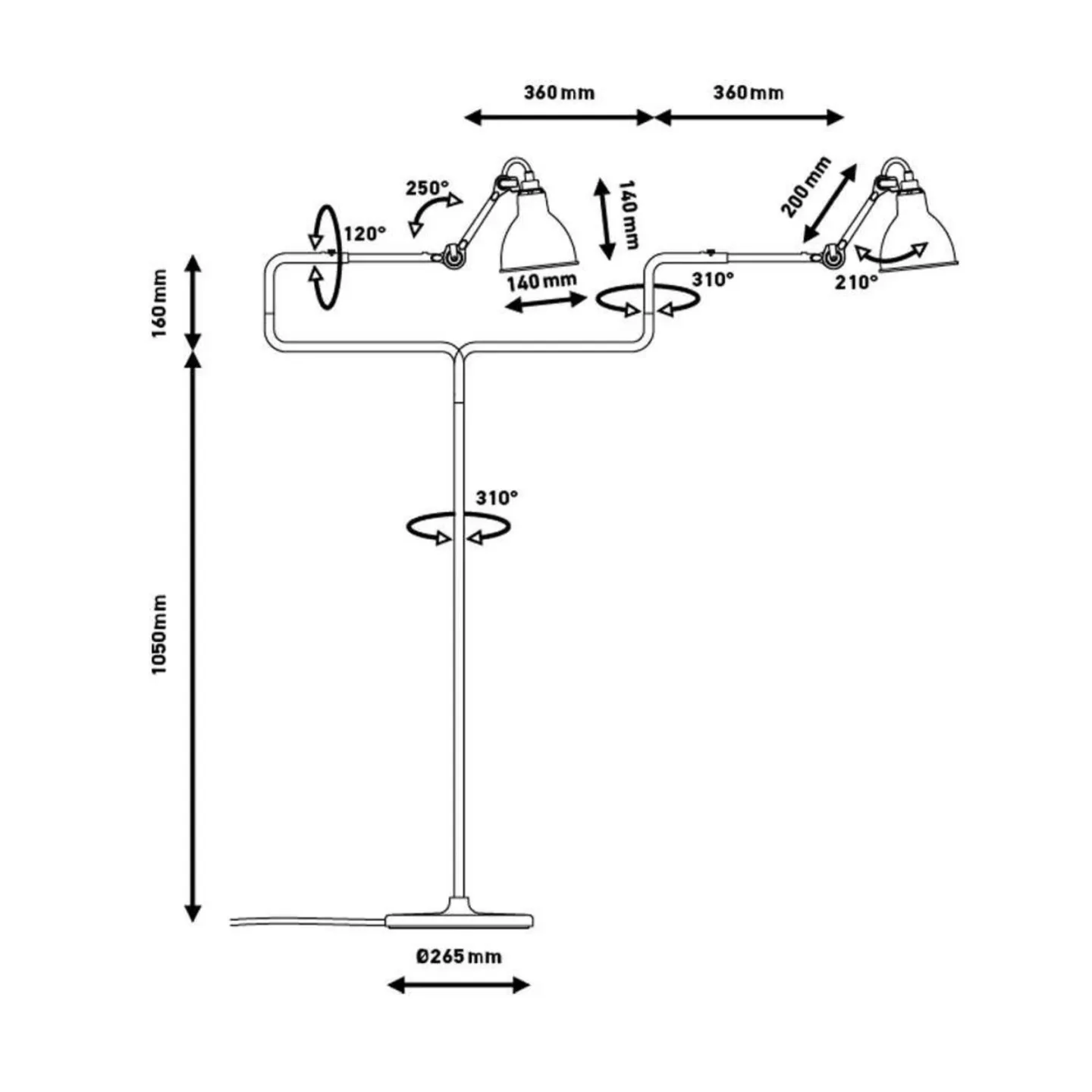411 Golvlampe Svart/Raw Kobber/Hvit - Lampe Gras - Stue - Metall