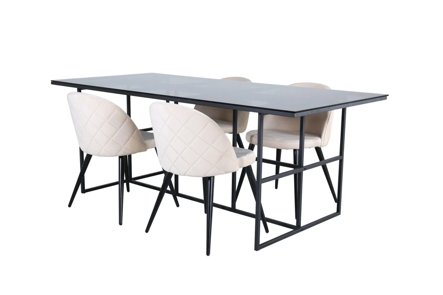 Leif Matgrupp 200 cm Rektangulär med 4 Velvet stolar - Beige