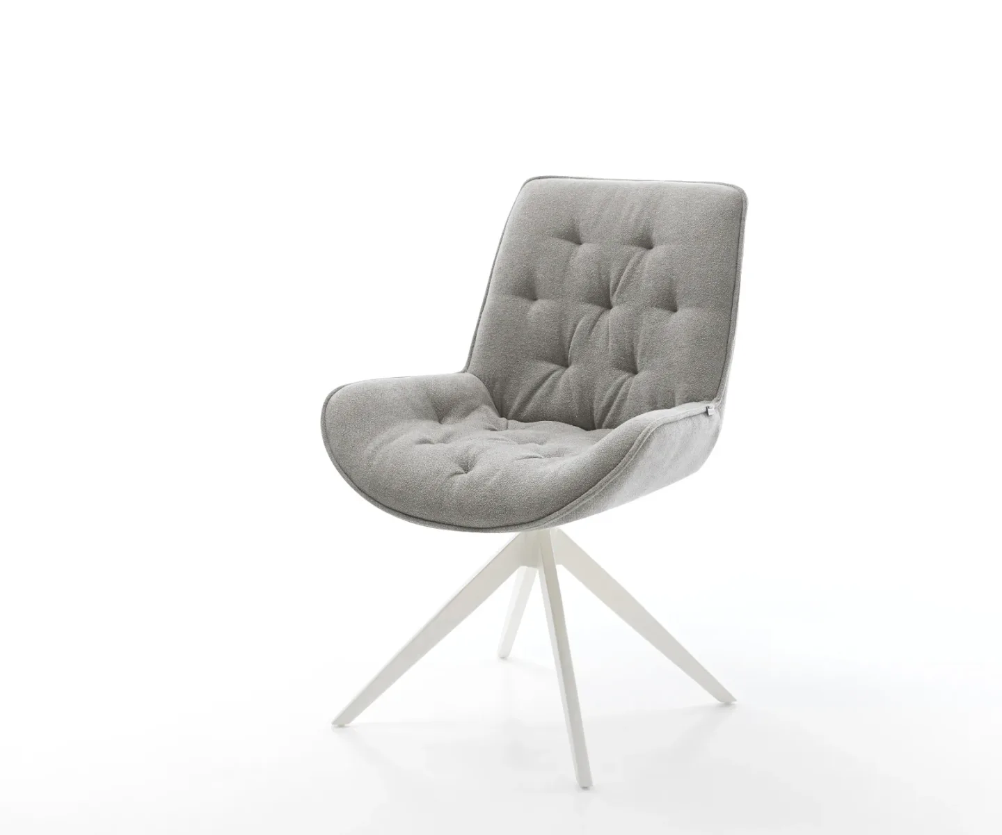 Drehstuhl Taimi-Flex Strukturstoff Soft Grau Kreuzgestell breit Weiß 360° drehbar Wippfunktion