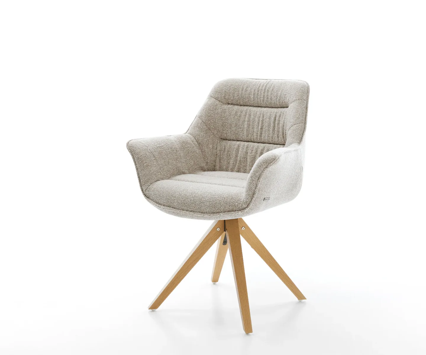 Drehstuhl Kaira-Flex Webstoff Soft Beige Holzgestell kantig Natur 360° drehbar