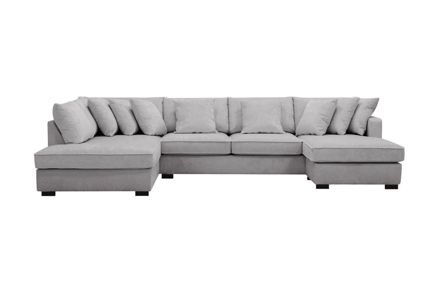 Rossita 5-sits Vänstervänd U-formad Djup Soffa med Divan och Schäslong i Chenille - Grå